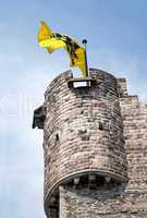 Medieval tower with flag