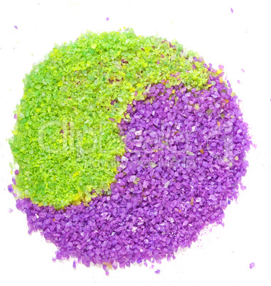 Lavender and green tea sea salt in yin-yang sign
