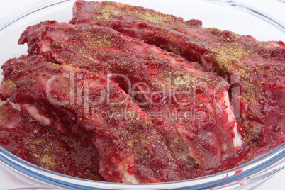 Pork ribs in cranberry sauce