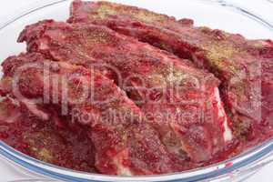 Pork ribs in cranberry sauce