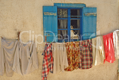 Wäsche an einem Haus in Ierapetra, Kreta