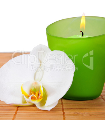 Wellness Kerze grün Spa Kosmetik