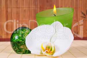 Wellness Kerze grün Spa Kosmetik