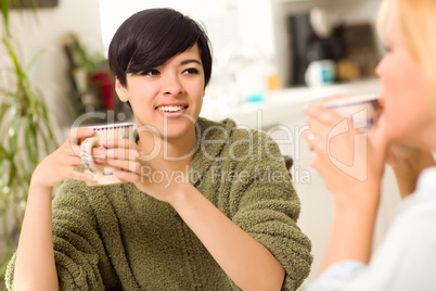 Multi-ethnic Young Attractive Woman Socializing with Friend