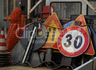 Roadworks signs