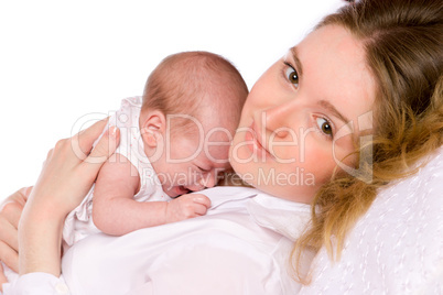 mother holding crying  baby