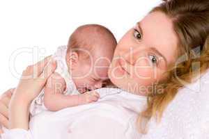 mother holding crying  baby