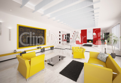 Interior of modern apartment 3d render