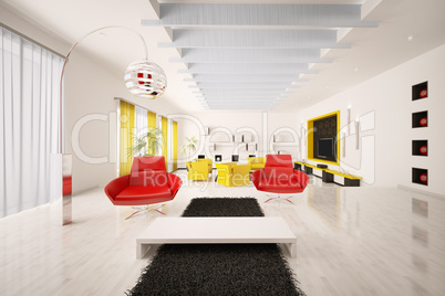 Interior of modern apartment 3d render