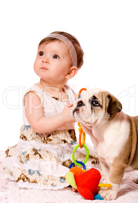 Baby and puppy