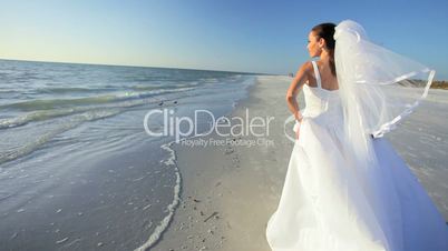 Beach Bride in her Wedding Dress