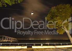 Cable car at night