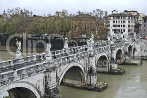famous Ponte Sant Angelo in Rome in autumn