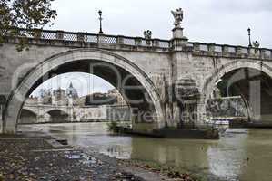 famous Ponte Sant Angelo in Rome in autumn
