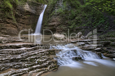 waterfalls on a mountain river