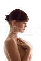 Beauty nude woman close breast