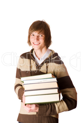 student holding books