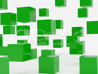 Falling cubes of green colour