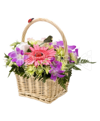 Bouquet of flowers in the basket