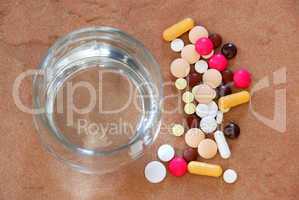 Pills and water glass