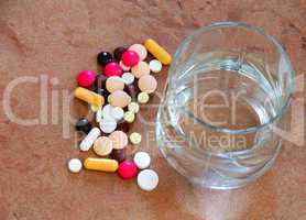 Pills and water glass