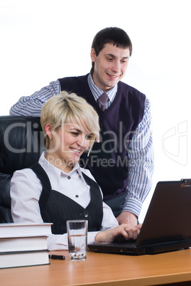 Businesswoman and computer