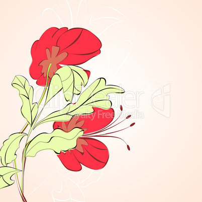 Floral card with red flowers