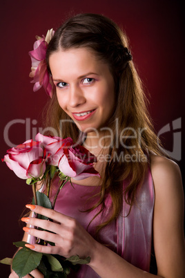 Womanl with roses