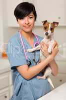 Smiling Attractive Mixed Race Veterinarian Doctor or Nurse with