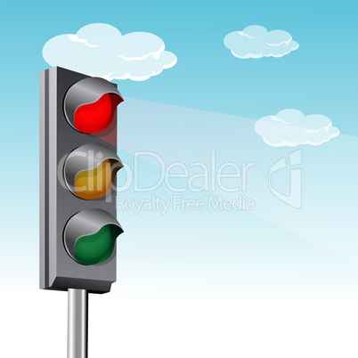 traffic signal with clouds