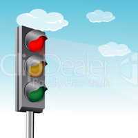 traffic signal with clouds