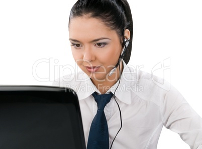 Young businesswoman, isolated on white background