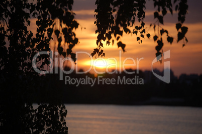 Sunset of a sun on a lake