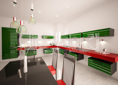 Interior of modern kitchen 3d render