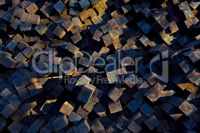 Stack of railway ties