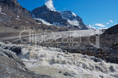 Athabasca Glacier with melt water 03