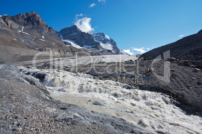 Athabasca Glacier with melt water 01
