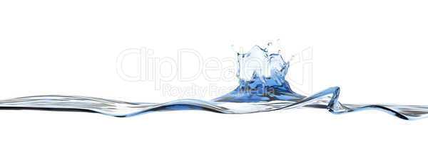 Wide water surface with water splash crown