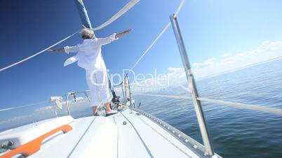Senior Lady Having Fun Sailing