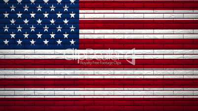 Wand mit Flagge der USA wird gesprengt