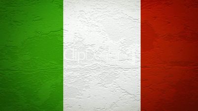 Wand mit italienischer Flagge wird gesprengt