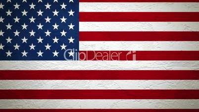 Wand mit Flagge der USA wird gesprengt