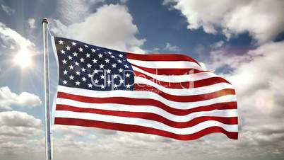 Fahne der USA weht im Wind