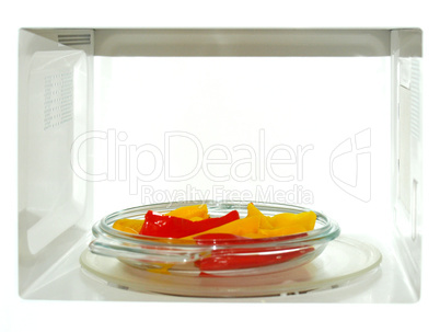 Microwave with peppers