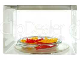 Microwave with peppers