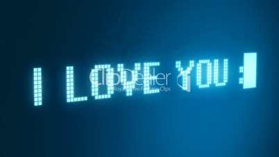 Blinkender Schriftzug "I LOVE YOU" in blau