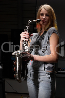 Woman with saxophone