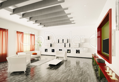 Modern living room interior 3d render