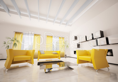 Modern living room interior 3d render