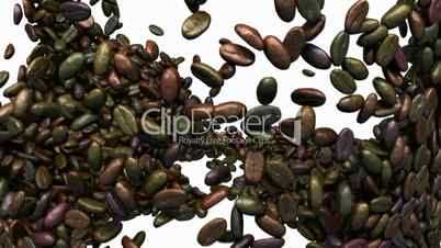 Unsorted Coffee beans mixing and tossing up